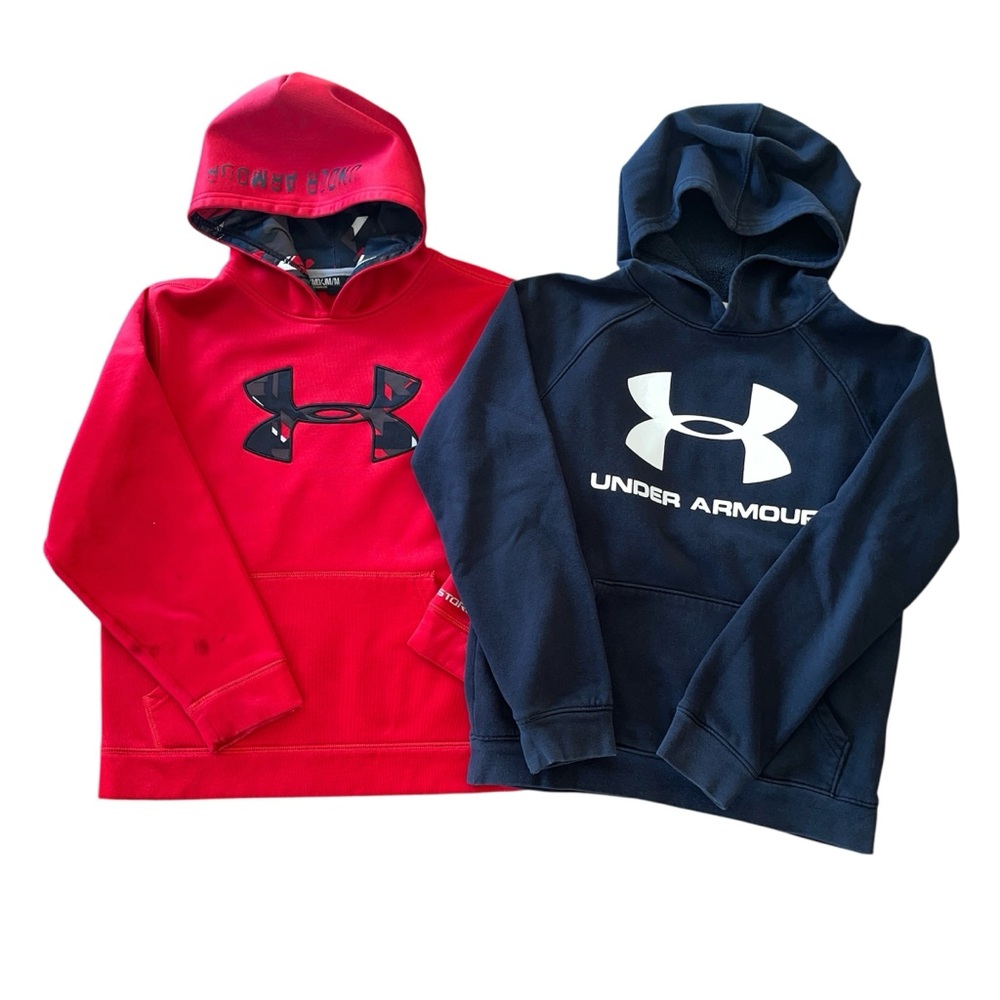 Under Armour Boys Sz M Hoodie Bundle Red Fleece Camo Black White Play Condition